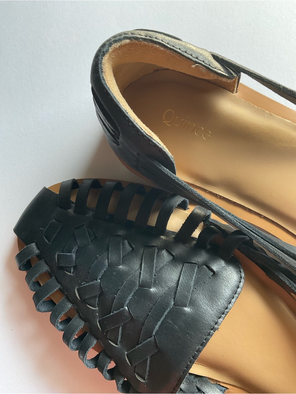 Quince Black Woven Leather Huarache Flats - Picture 2 of 5